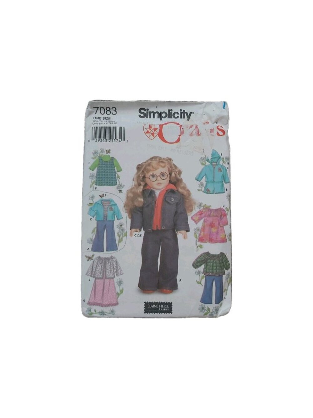 Simplicity 7083 18" Doll Clothes Wardrobe Sewing Pattern Elaine Heigl UNCUT
